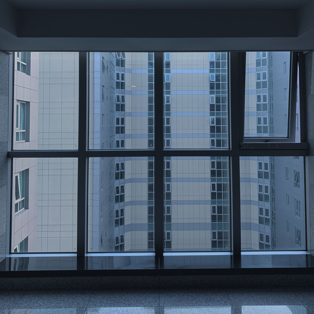 Fenêtres en verre teinté noir sur une façade contemporaine, illustrant les vitrages isolants