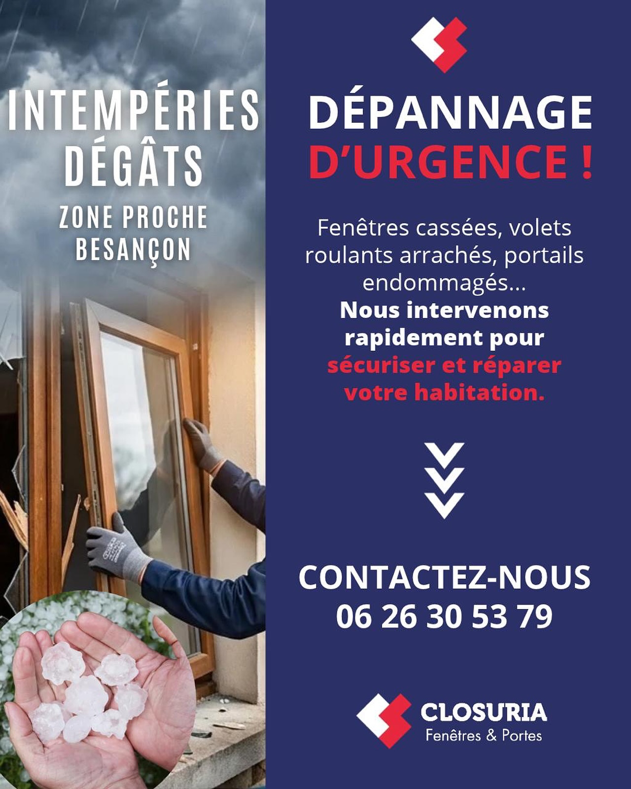 🚨 DÉPANNAGE D’URGENCE APRÈS LES VIOLENTS INTEMPÉRIES 🌧️💨 Suite aux violents intempéries survenus jeudi, l’entreprise Clo…