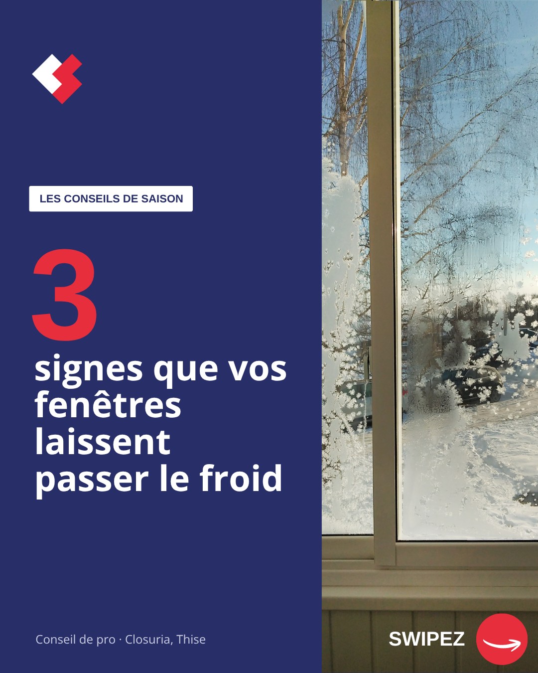 🥶 L'hiver approche : vos fenêtres sont-elles prêtes ? Trois signes qui doivent vous mettre la puce à l'oreille : 1. Vous…